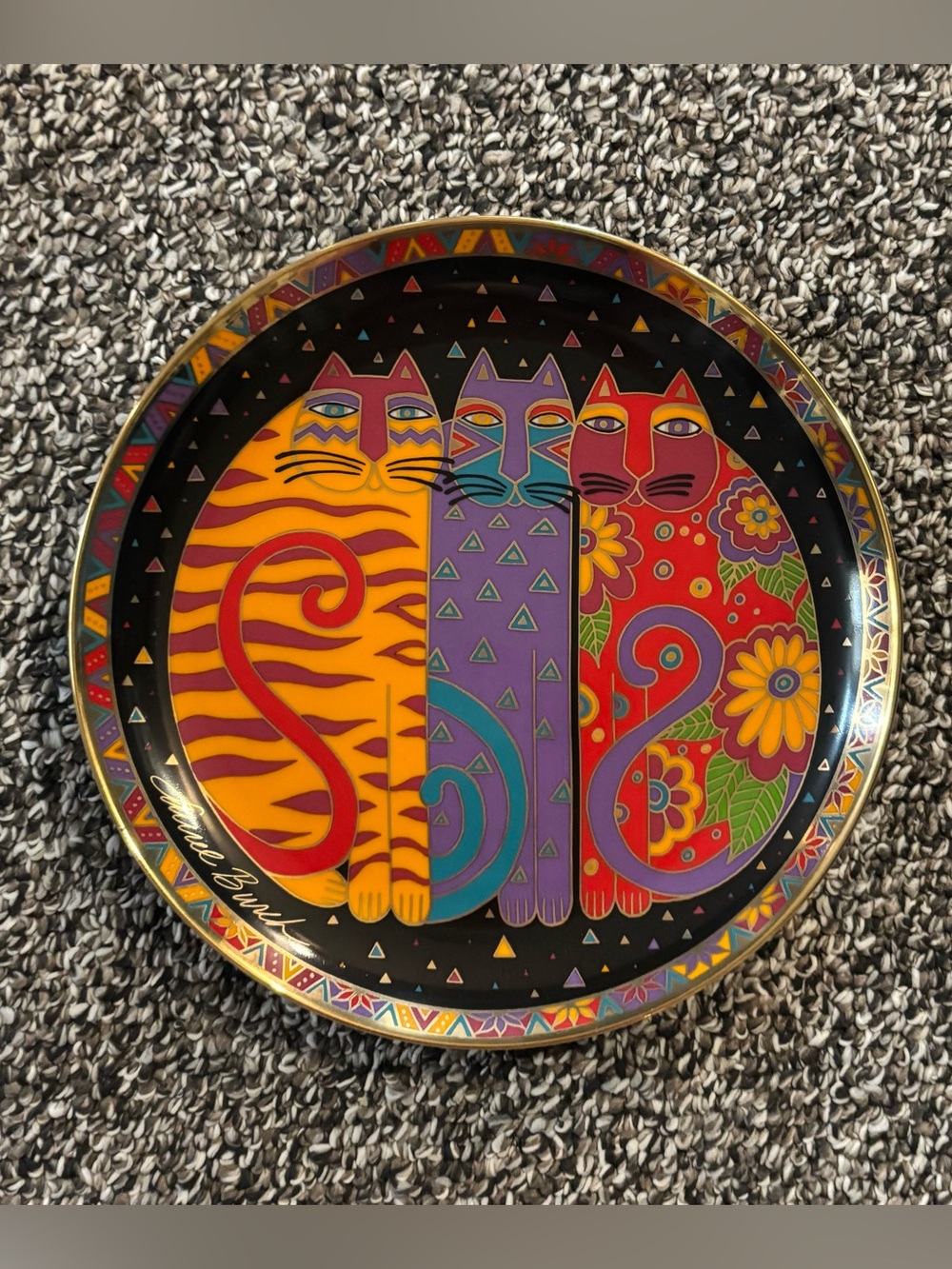 90's "Fanciful Felines" Collectible Plate - 90's Laurel Burch Plate - Cat Lover